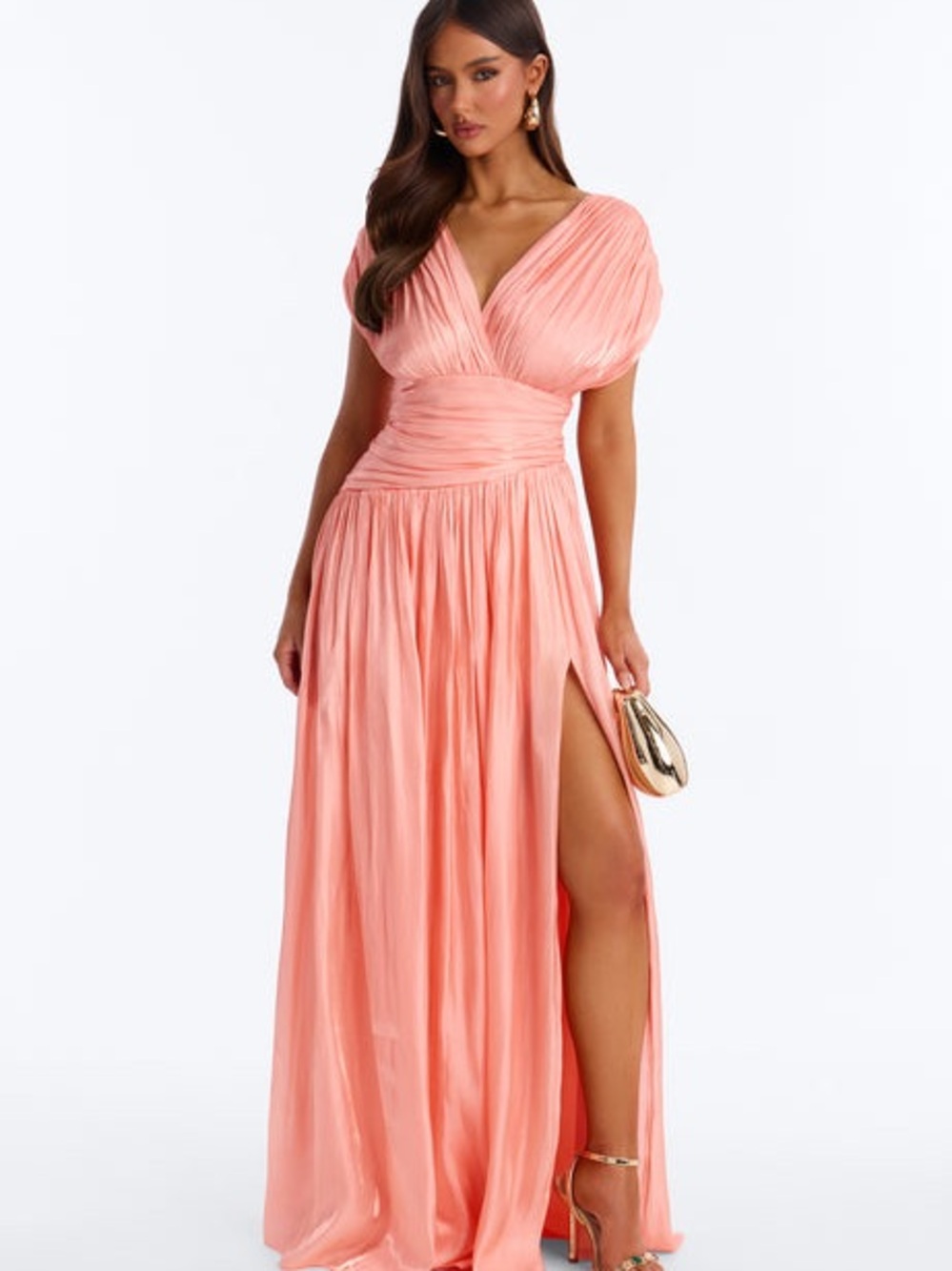 Fashion Nova Coral Maxi Dress with Plunging V-Neck